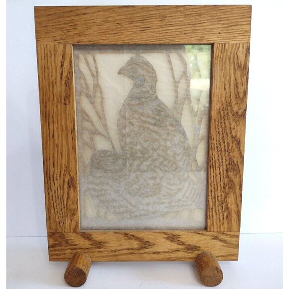 Vintage Handmade Scroll Saw Wood Art Decor Piece w/ Stand Pheasant Birds 9x 12" - Picture 3 of 4